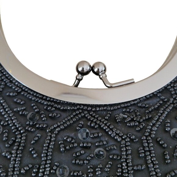 Glam  It Up With This Hillard & Hanson Black Beaded Evening Bag NWT! - Picture 3 of 12
